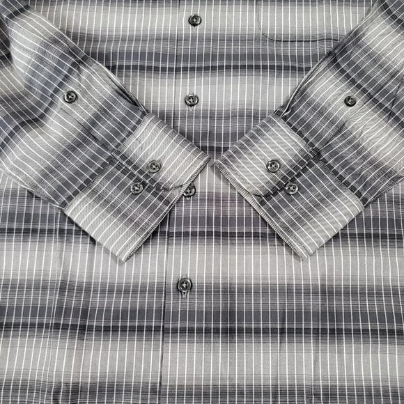 Tommy Bahama Men's Big & Tall 3XLT Fog Grey Lazlo Ombre Stripe Silk Blend Shirt - Picture 5 of 9